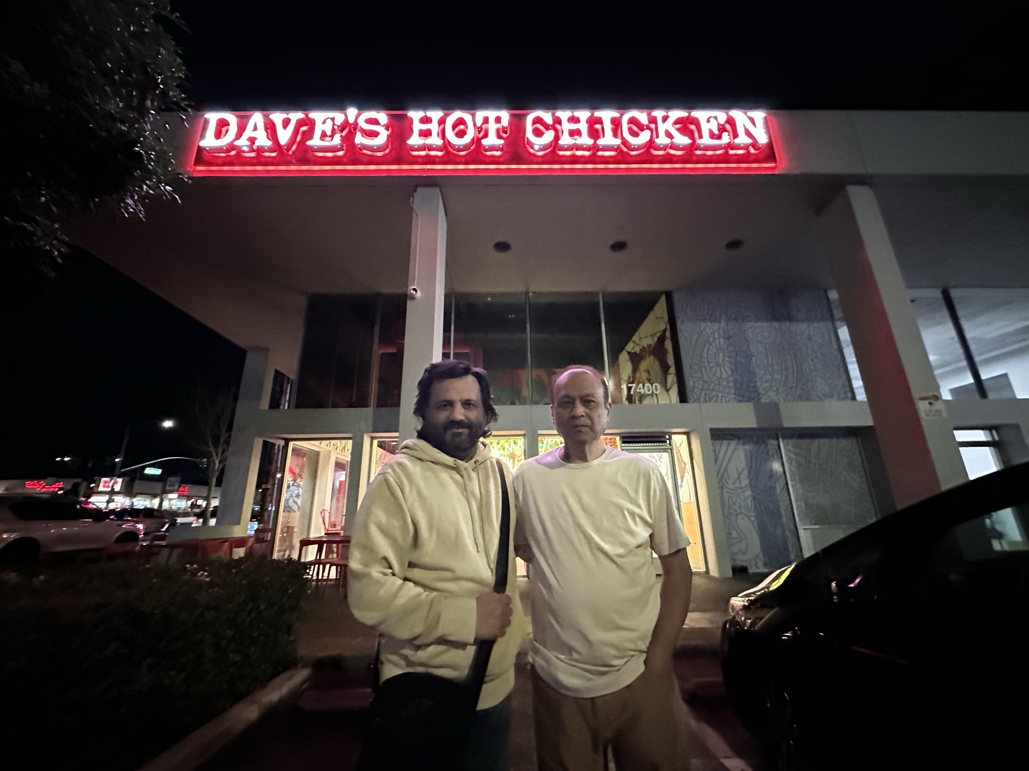 At Dave Hot Chicken Los Angeles with Akhtar Bhai